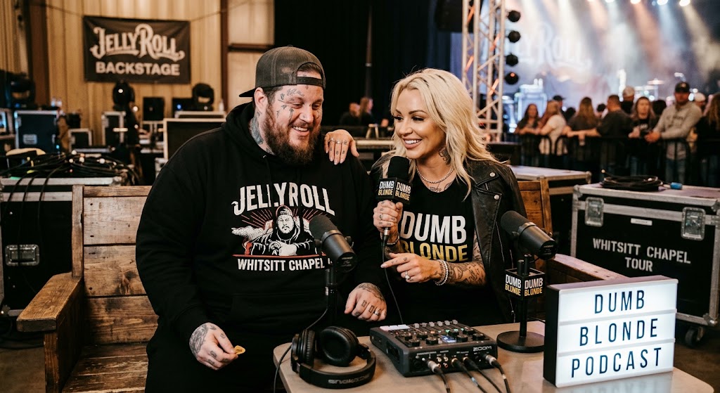 Jelly Roll and his wife Bunnie Xo together, featuring information about their marriage, career, and family.